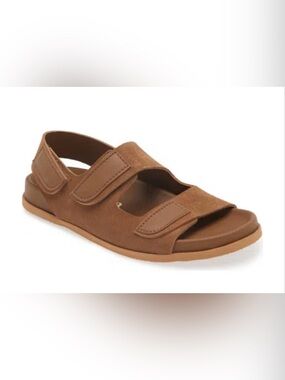 Brown Suede Adjustable Double-Strap Sandal